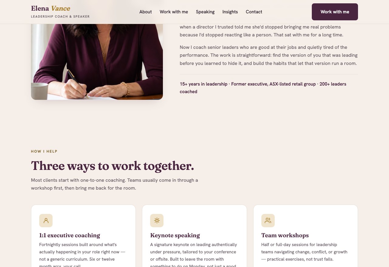 Personal brand + speaking — screenshot 2